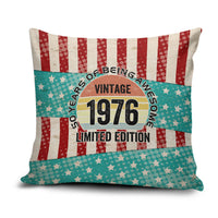 America Vintage 1976 50th Birthday Pillow Cover Retro Sunset Patriotic