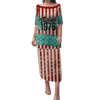 America Vintage 1976 50th Birthday Puletasi Retro Sunset Patriotic
