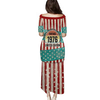 America Vintage 1976 50th Birthday Puletasi Retro Sunset Patriotic