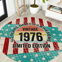 America Vintage 1976 50th Birthday Round Carpet Retro Sunset Patriotic
