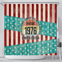 America Vintage 1976 50th Birthday Shower Curtain Retro Sunset Patriotic