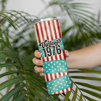 America Vintage 1976 50th Birthday Skinny Tumbler Retro Sunset Patriotic