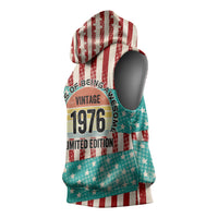 America Vintage 1976 50th Birthday Sleeveless Hoodie Retro Sunset Patriotic