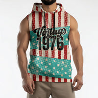 America Vintage 1976 50th Birthday Sleeveless Hoodie Retro Sunset Patriotic