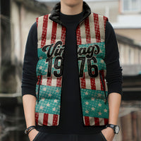 America Vintage 1976 50th Birthday Sleeveless Puffer Jacket Retro Sunset Patriotic