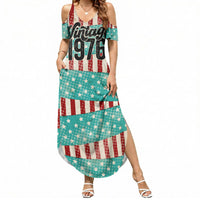 America Vintage 1976 50th Birthday Summer Maxi Dress Retro Sunset Patriotic