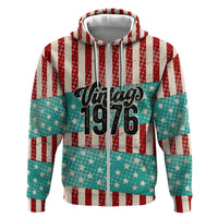 America Vintage 1976 50th Birthday Zip Hoodie Retro Sunset Patriotic