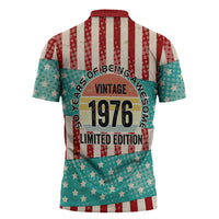 America Vintage 1976 50th Birthday Zipper Polo Shirt Retro Sunset Patriotic