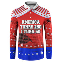 America Turns 250 I Turn 50 Button Sweatshirt Patriotic Eagle Flag Birthday Stars Stripes