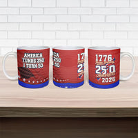 America Turns 250 I Turn 50 Ceramic Mug Patriotic Eagle Flag Birthday Stars Stripes
