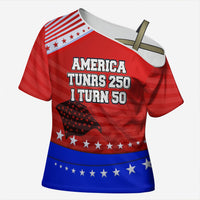 America Turns 250 I Turn 50 Cross Shoulder Shirt Patriotic Eagle Flag Birthday Stars Stripes