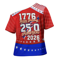 America Turns 250 I Turn 50 Cross Shoulder Shirt Patriotic Eagle Flag Birthday Stars Stripes