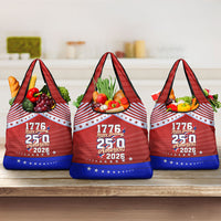 America Turns 250 I Turn 50 Grocery Bag Patriotic Eagle Flag Birthday Stars Stripes