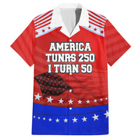America Turns 250 I Turn 50 Hawaiian Shirt Patriotic Eagle Flag Birthday Stars Stripes