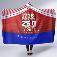 America Turns 250 I Turn 50 Hooded Blanket Patriotic Eagle Flag Birthday Stars Stripes