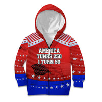 America Turns 250 I Turn 50 Kid Hoodie Patriotic Eagle Flag Birthday Stars Stripes