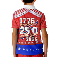 America Turns 250 I Turn 50 Kid Polo Shirt Patriotic Eagle Flag Birthday Stars Stripes
