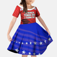 America Turns 250 I Turn 50 Kid Short Sleeve Dress Patriotic Eagle Flag Birthday Stars Stripes