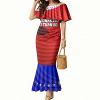 America Turns 250 I Turn 50 Mermaid Dress Patriotic Eagle Flag Birthday Stars Stripes
