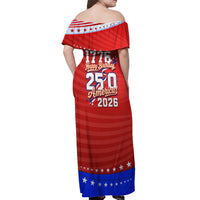 America Turns 250 I Turn 50 Off Shoulder Maxi Dress Patriotic Eagle Flag Birthday Stars Stripes