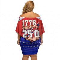 America Turns 250 I Turn 50 Off Shoulder Short Dress Patriotic Eagle Flag Birthday Stars Stripes