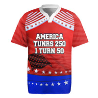 America Turns 250 I Turn 50 Rugby Jersey Patriotic Eagle Flag Birthday Stars Stripes