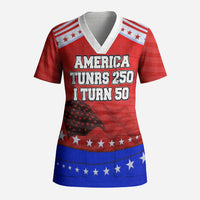 America Turns 250 I Turn 50 Scrub Top Patriotic Eagle Flag Birthday Stars Stripes