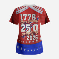 America Turns 250 I Turn 50 Scrub Top Patriotic Eagle Flag Birthday Stars Stripes