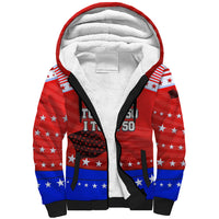 America Turns 250 I Turn 50 Sherpa Hoodie Patriotic Eagle Flag Birthday Stars Stripes