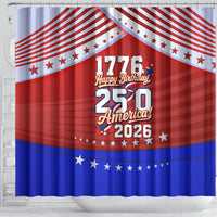America Turns 250 I Turn 50 Shower Curtain Patriotic Eagle Flag Birthday Stars Stripes