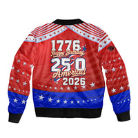America Turns 250 I Turn 50 Sleeve Zip Bomber Jacket Patriotic Eagle Flag Birthday Stars Stripes
