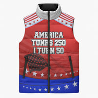 America Turns 250 I Turn 50 Sleeveless Puffer Jacket Patriotic Eagle Flag Birthday Stars Stripes