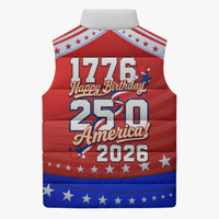 America Turns 250 I Turn 50 Sleeveless Puffer Jacket Patriotic Eagle Flag Birthday Stars Stripes