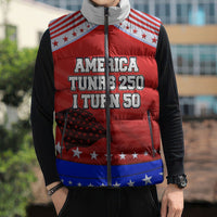 America Turns 250 I Turn 50 Sleeveless Puffer Jacket Patriotic Eagle Flag Birthday Stars Stripes