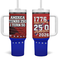 America Turns 250 I Turn 50 Tumbler With Handle Patriotic Eagle Flag Birthday Stars Stripes