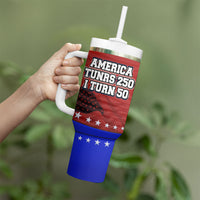 America Turns 250 I Turn 50 Tumbler With Handle Patriotic Eagle Flag Birthday Stars Stripes