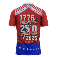 America Turns 250 I Turn 50 Zipper Polo Shirt Patriotic Eagle Flag Birthday Stars Stripes