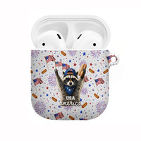 USA America Raccoon Hot Dog 250 Years AirPods Case 4th of July 1776-2026 Patriotic Fireworks