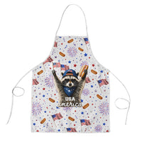 USA America Raccoon Hot Dog 250 Years Apron 4th of July 1776-2026 Patriotic Fireworks