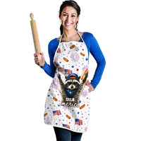 USA America Raccoon Hot Dog 250 Years Apron 4th of July 1776-2026 Patriotic Fireworks
