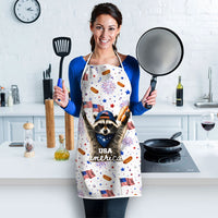 USA America Raccoon Hot Dog 250 Years Apron 4th of July 1776-2026 Patriotic Fireworks