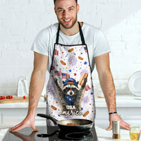 USA America Raccoon Hot Dog 250 Years Apron 4th of July 1776-2026 Patriotic Fireworks