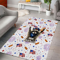 USA America Raccoon Hot Dog 250 Years Area Rug 4th of July 1776-2026 Patriotic Fireworks