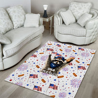 USA America Raccoon Hot Dog 250 Years Area Rug 4th of July 1776-2026 Patriotic Fireworks