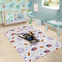USA America Raccoon Hot Dog 250 Years Area Rug 4th of July 1776-2026 Patriotic Fireworks