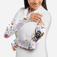USA America Raccoon Hot Dog 250 Years Arm Sleeves 4th of July 1776-2026 Patriotic Fireworks