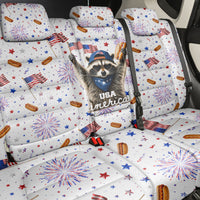 USA America Raccoon Hot Dog 250 Years Back Car Seat Cover 4th of July 1776-2026 Patriotic Fireworks