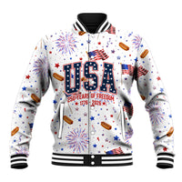USA America Raccoon Hot Dog 250 Years Baseball Jacket 4th of July 1776-2026 Patriotic Fireworks