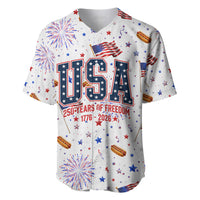 USA America Raccoon Hot Dog 250 Years Baseball Jersey 4th of July 1776-2026 Patriotic Fireworks