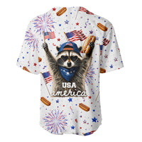 USA America Raccoon Hot Dog 250 Years Baseball Jersey 4th of July 1776-2026 Patriotic Fireworks